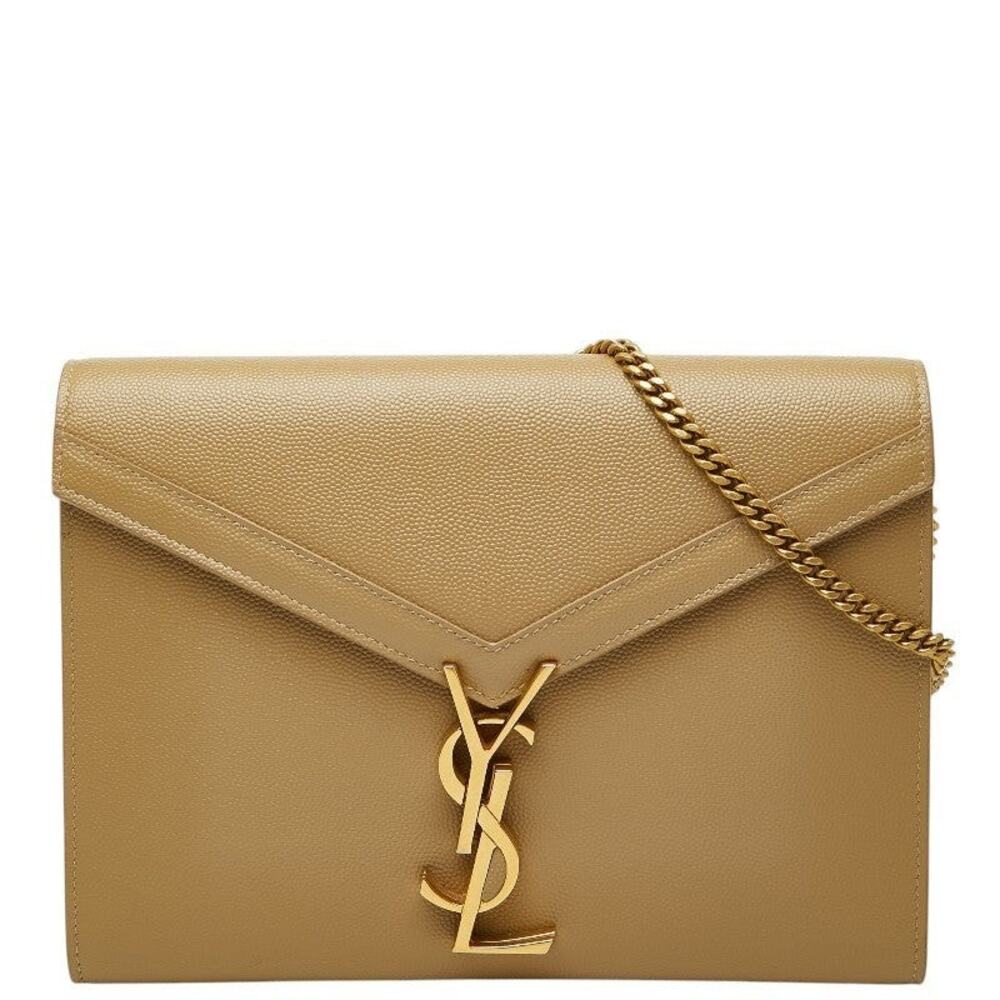 Saint Laurent Cassandra Envelope Chain Shoulder Bag Beige